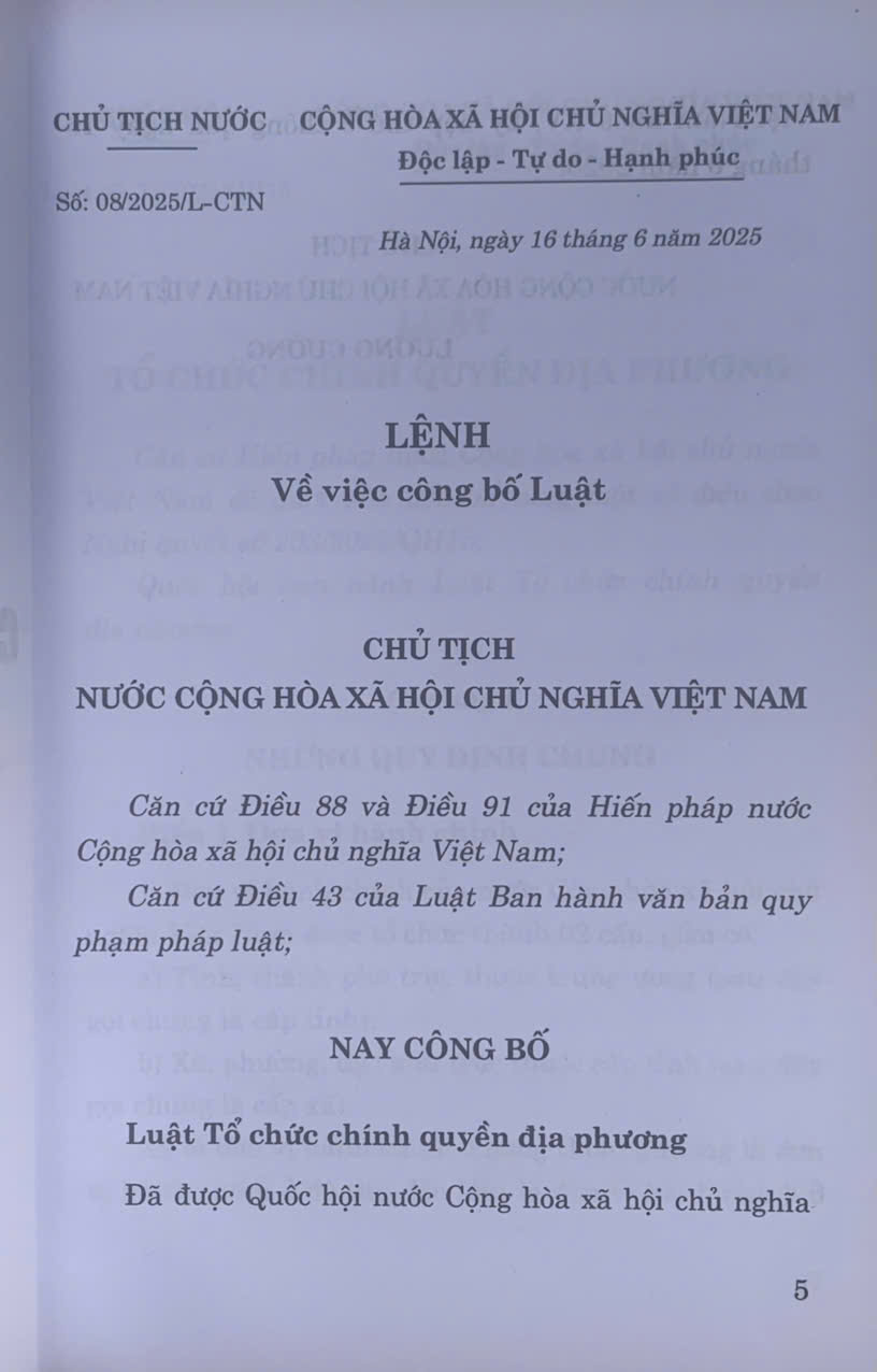 Luật tổ chức chính quyền địa phương