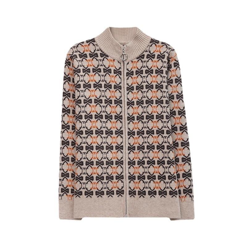 Áo khoác len Cardigan kéo khóa họa tiết trẻ trung len dệt kim mềm mại mã VAA0483