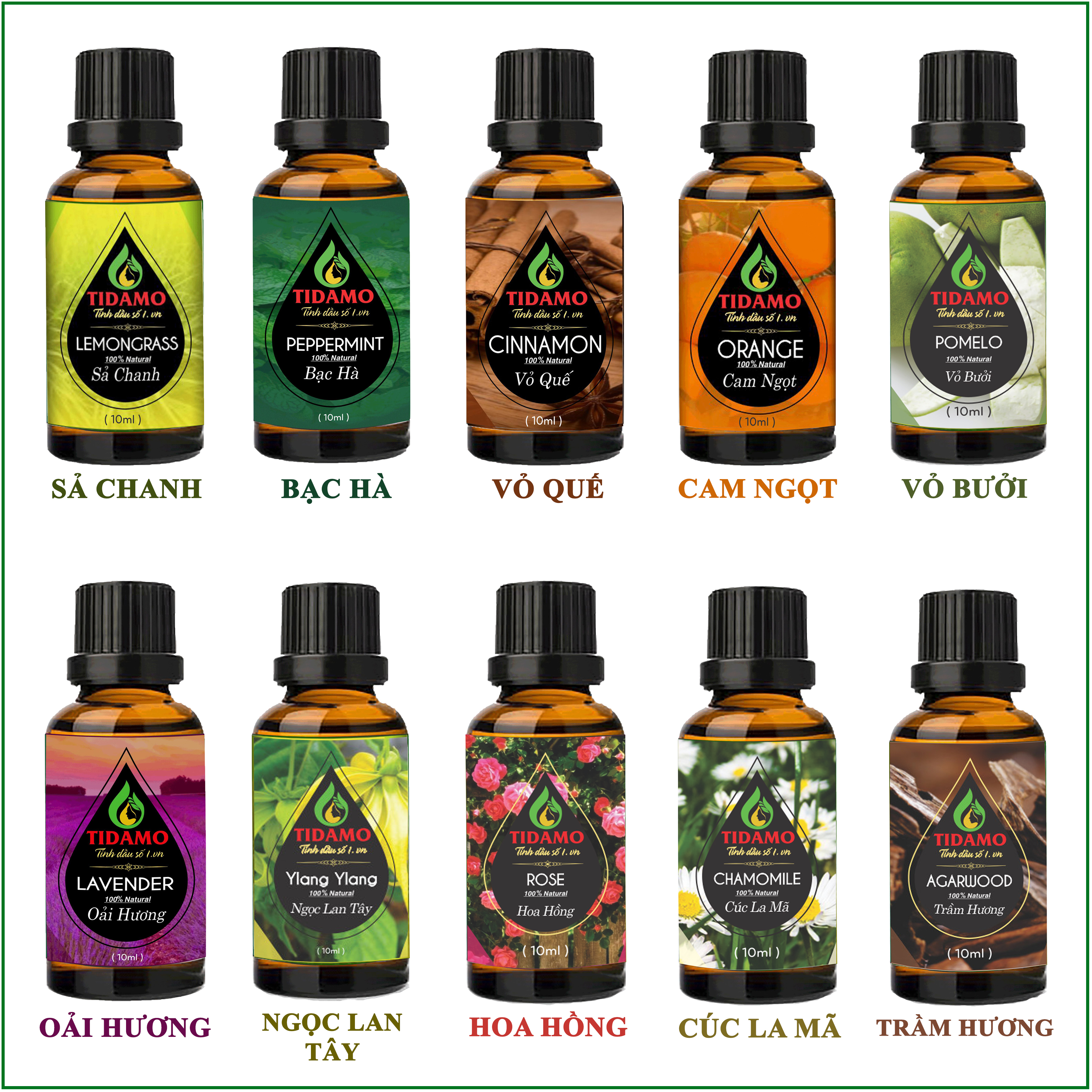 Tinh Dầu Xông Phòng Nguyên Chất, Tự Chọn Mùi  Chính Hãng, Có Kiểm Định Chất Lượng  Tinh Dầu TIDAMO Xông Thơm Phòng, Khử Khuẩn, Bảo Vệ Sức Khỏe và Đuổi Muỗi – Bạch đàn chanh