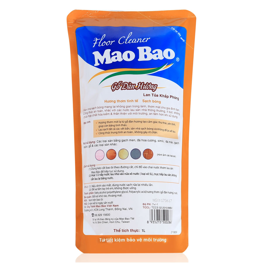 Combo 03 túi Nước Thơm Lau Sàn Mao Bao 1000ml - Gỗ Đàn Hương