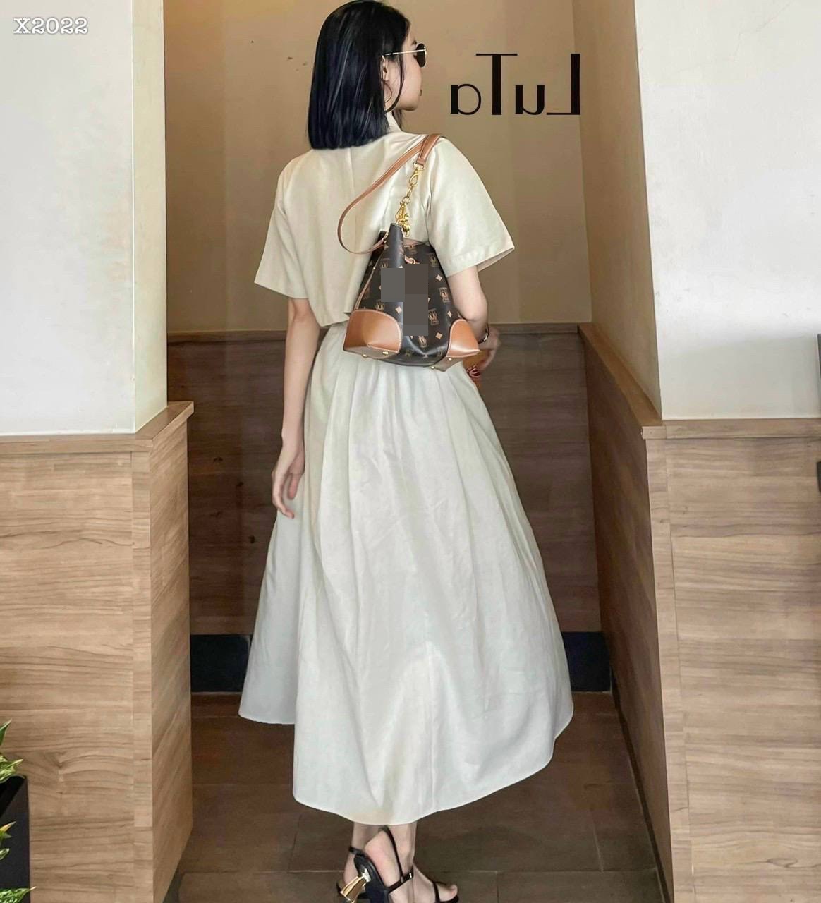 SET CHÂN VÁY DÀI SUÔNG TRƠN LƯNG CAO MIDI MAXI + ÁO SƠ MI CROPTOP BLAZER / VEST TAY NGẮN RETRO ĐI CHƠI DẠO PHỐ ĐI BIỂN ĐI LÀM