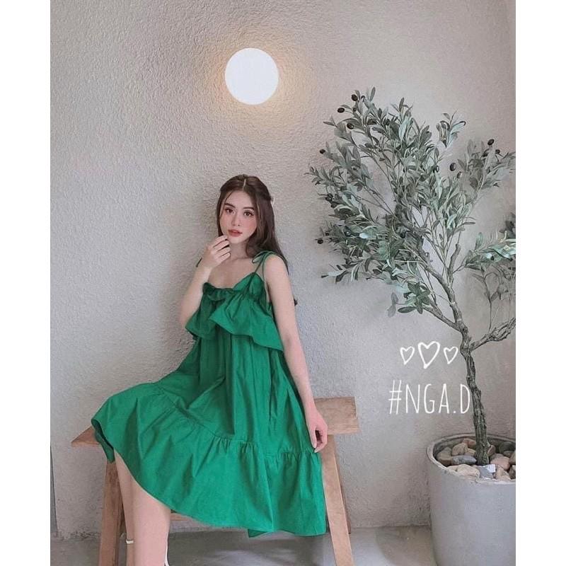 Váy Nữ 2 Dây Bèo Hồng, Đầm 2 Dây Hồng Dáng Xoè Siêu Xinh Có Ảnh Thật Kèm Video ! *