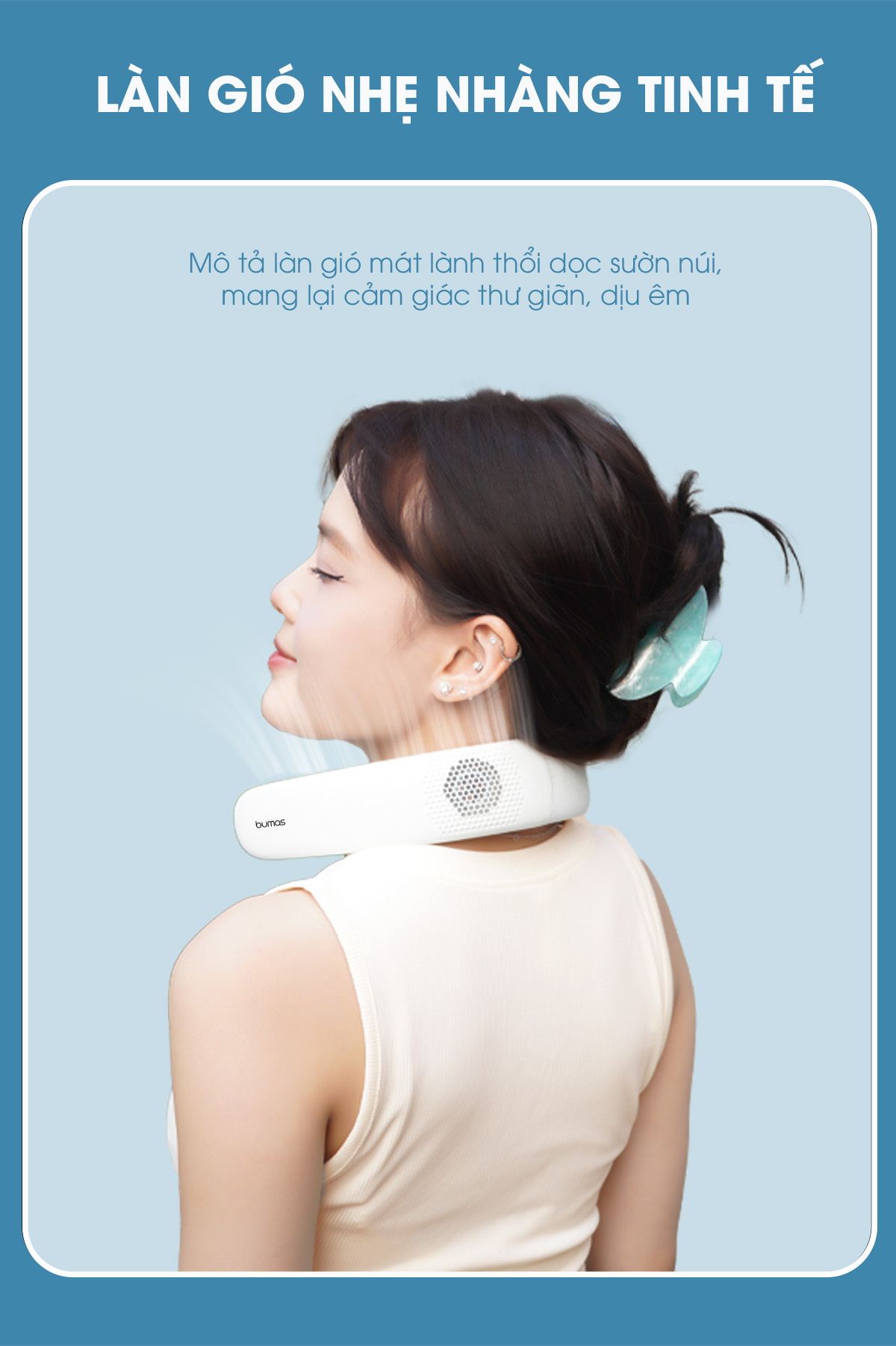 Quạt Đeo Cổ BUMAS BF04 - Mini Mỏng Nhẹ, Nhỏ Gọn Linh Hoạt Mở Rộng, Quạt Đeo Cổ Làm Mát Mỏng Nhẹ - Hàng Chính Hãng