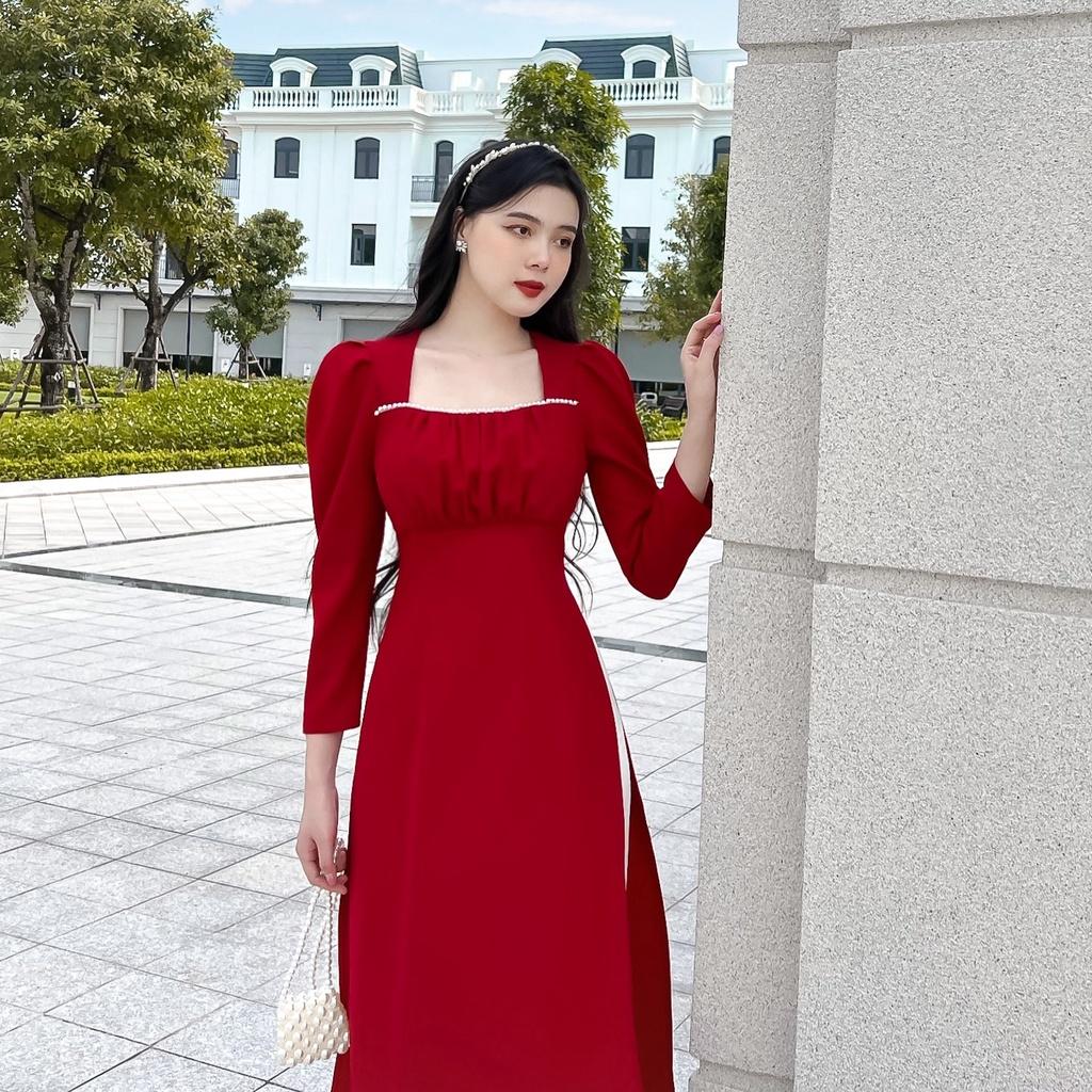 Áo dài cách tân cổ vuông siêu hot