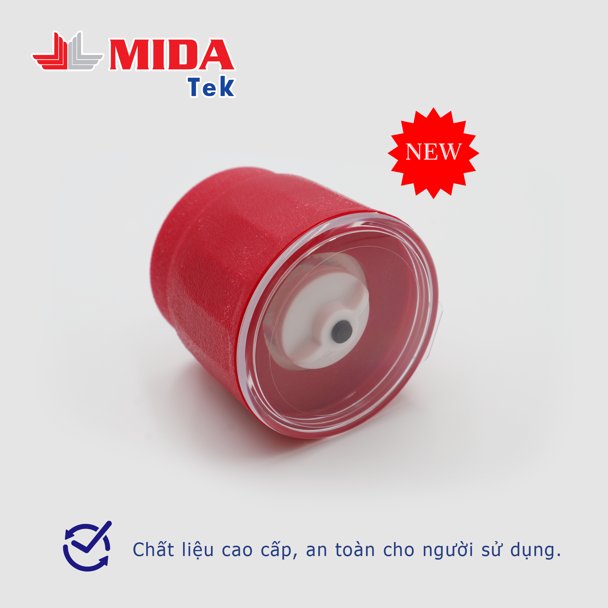 Bộ 2 Nắp xay tiêu MIDATEK cối xay ceramic Màu Đỏ cho hũ nhựa đường kính 38mm