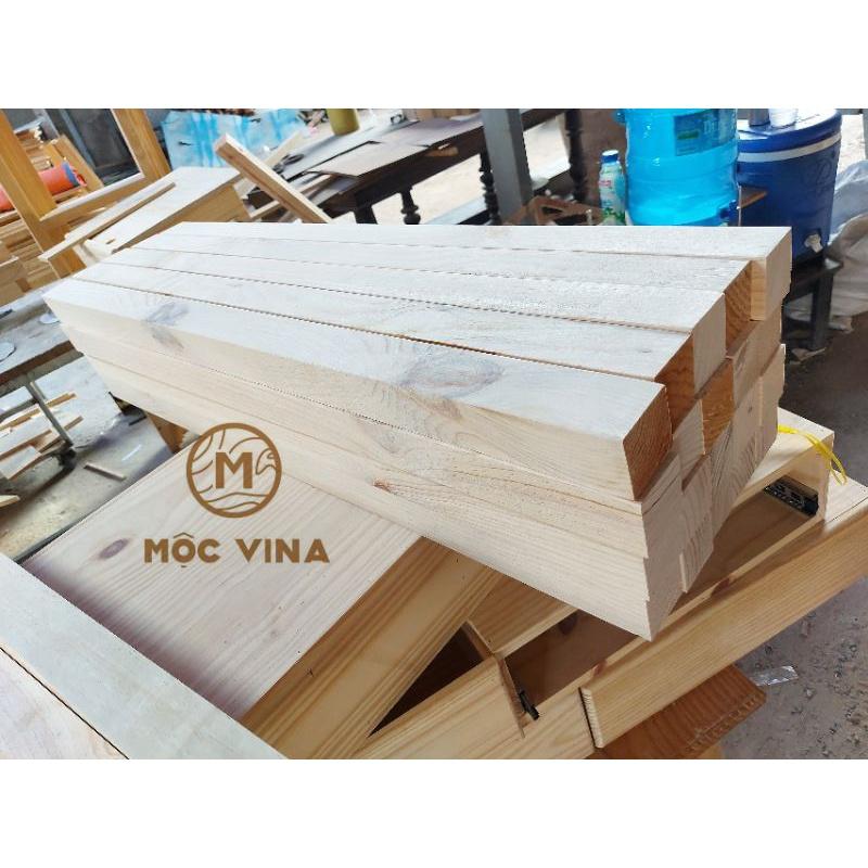 Combo 4 cây gỗ thông vuông 5cm dài 1m mới đẹp bào láng đẹp 4 mặt thích hợp trang trí, làm kệ, DIY Mộc Vina