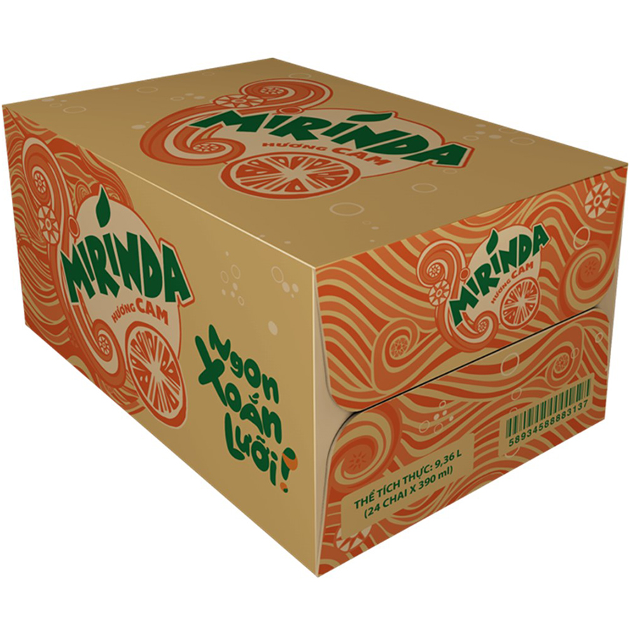 Nước Ngọt Mirinda Cam 390ml Thùng 24 chai