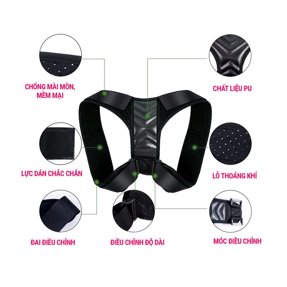 Đai chống gù lưng nam nữ Posture corrector điều chỉnh tư thế kèm Deal sôc băng cổ tay 0 đồng SPORTY BC16