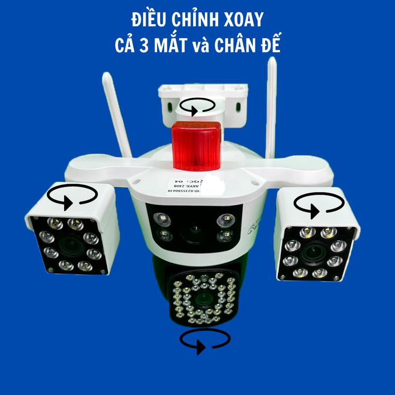 (Lỗi 1 đổi 1) Camera YOOSEE ngoài trời 4 mắt (xoay được 3 mắt), 3 màn hình độ phân giải 18MPX tích hợp 46 LED siêu nét - Hàng nhập khẩu