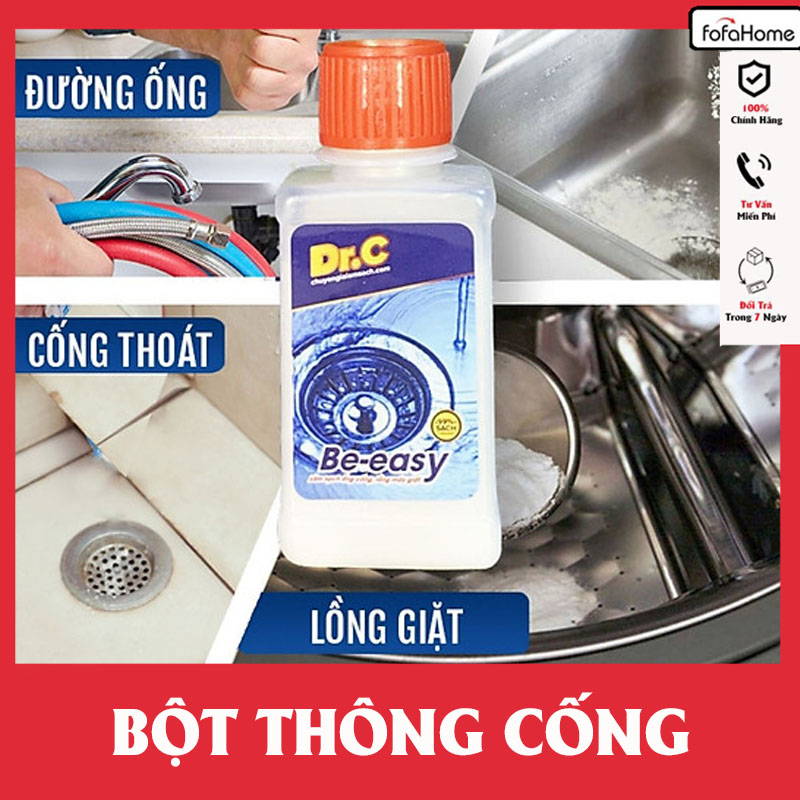 Bột Thông Cống Làm Sạch Đường Ống Cống Thoát Chậu Rửa Lavabo Lồng Máy Giặt Thông Bồn Cầu DrC Beeasy 100 Gam