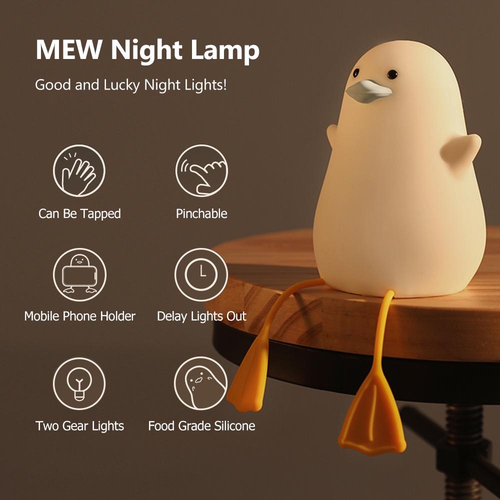 Đèn ngủ bóng led cảm ứng Xiaomi Youpin hình vịt bằng silicone sáng tạo và cáp sạc