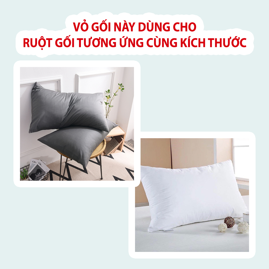 Vỏ gối nằm cotton tici kích thước tiêu chuẩn (2 chiếc) Cặp Vỏ Gối Cao Cấp 50x70cm Mềm Mịn Mát Lạnh 1 Cặp Vỏ, Áo Gối Nằm Đường May Chắc Chắn Vải Đẹp