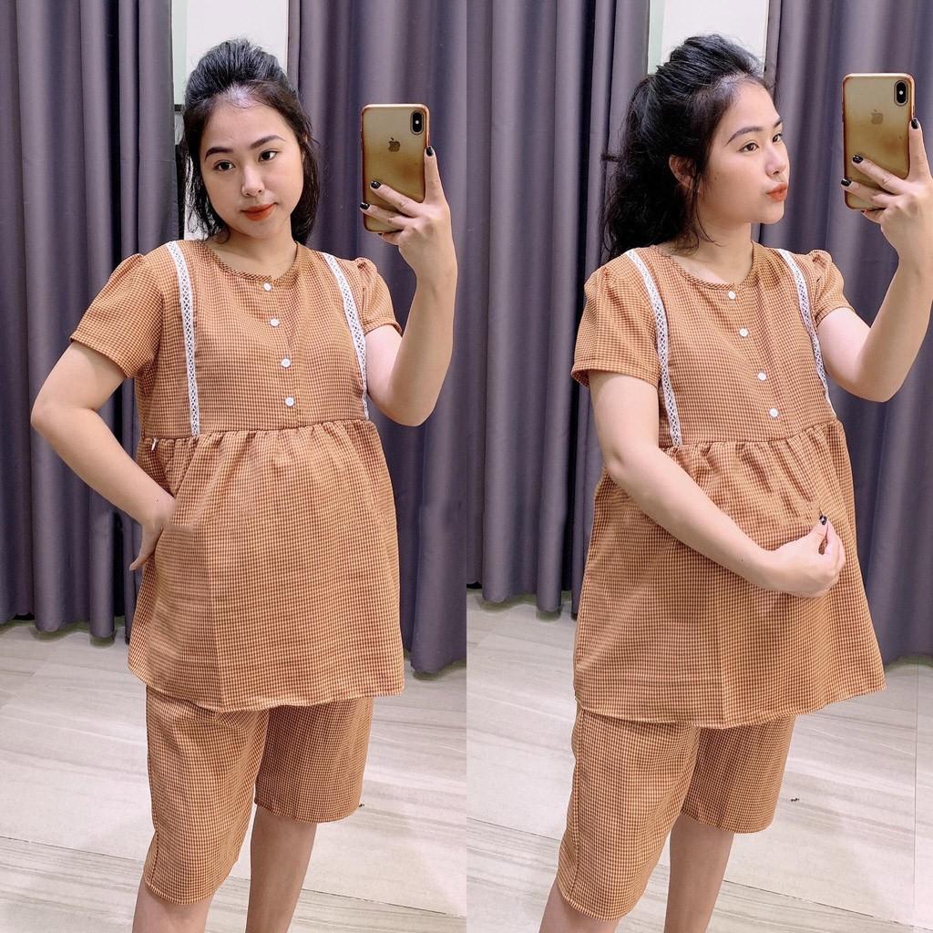 Bộ đồ bầu và cho con bú sau sinh Lửng MÙA HÈ - Thiết kế Độc Quyền, chất thô thái mềm cho bà bầu -