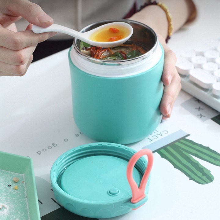 Ủ cháo cho bé ELEE ruột Inox 304 an toàn- có quai cầm Ca giữ nhiệt đồ ăn cho trẻ dung tích 430ml