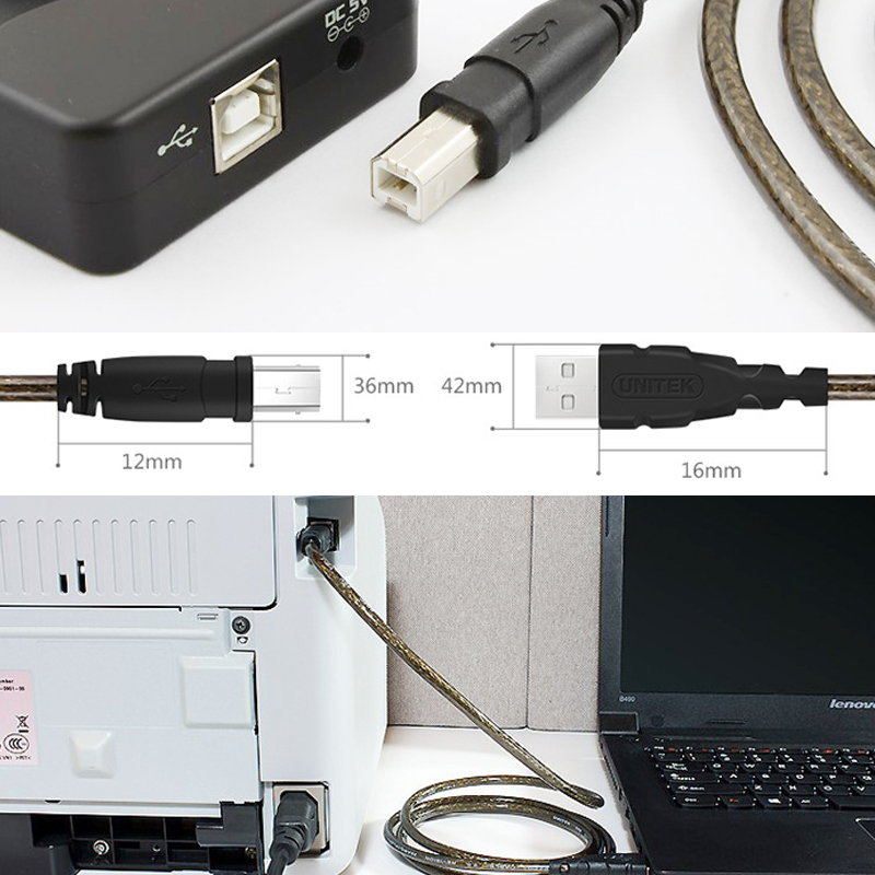 Cáp máy in usb type A to Type B dài 1m Unitek Y-C430 - Hàng Chính Hãng