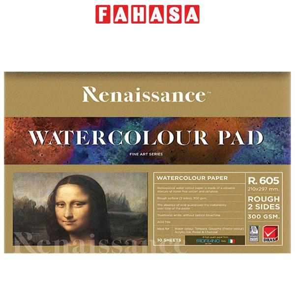 Tập Vẽ Màu Nước A4 300gsm - Renaissance R-605 (10 Tờ)