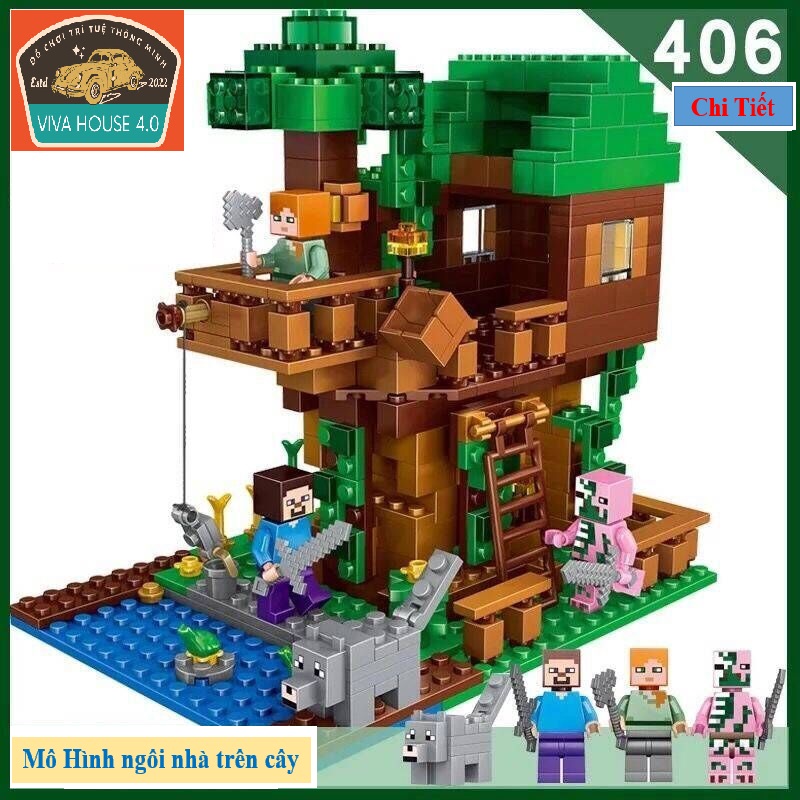 Đồ Chơi Phát Triển Trí Tuệ Bộ Lắp Ráp Mô Hình Nhà Cây Minecraft Cho Bé VIVA HOUSE