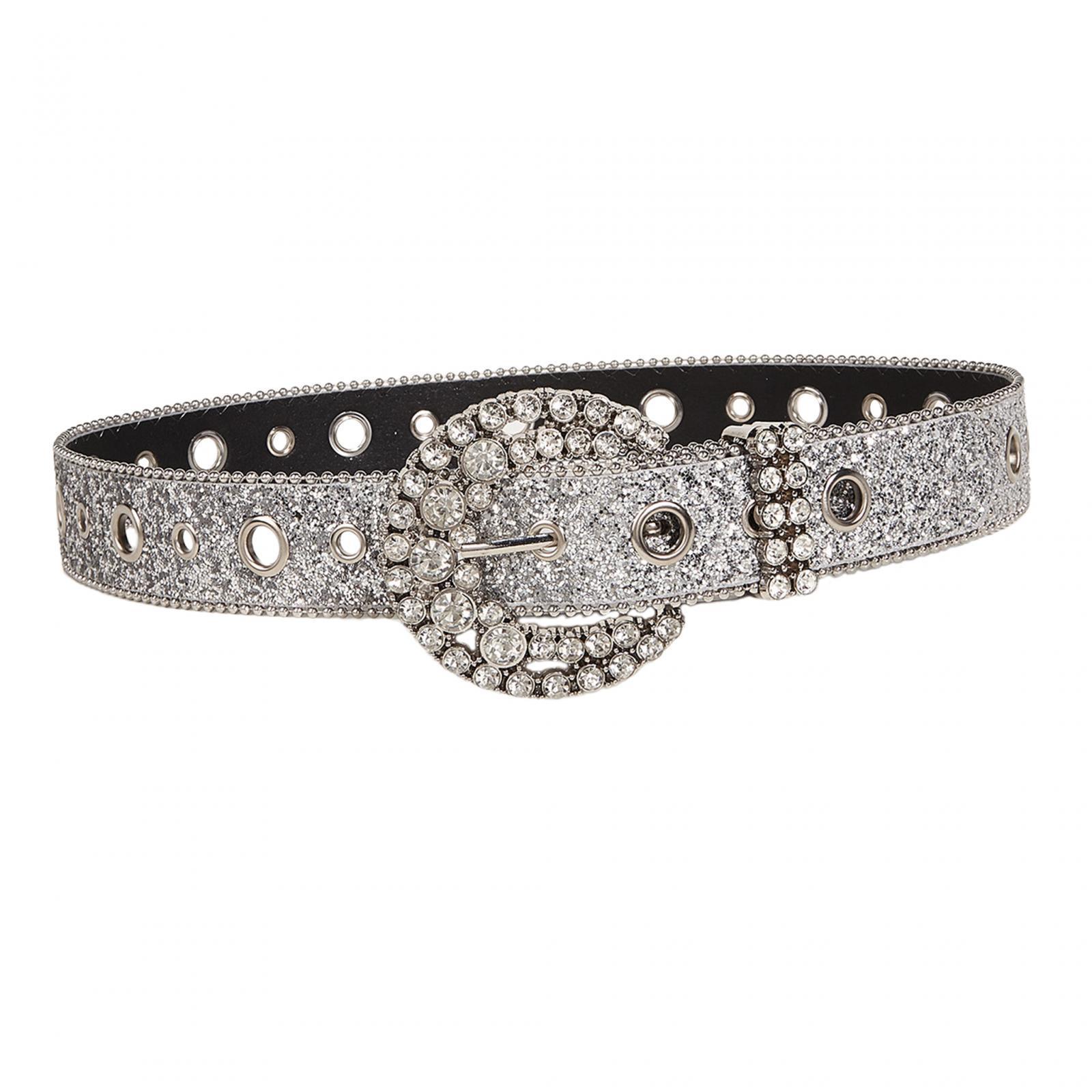 Rhinestone Belt Cowgirl Cowboy for Women Men Pants PU Leather Belt