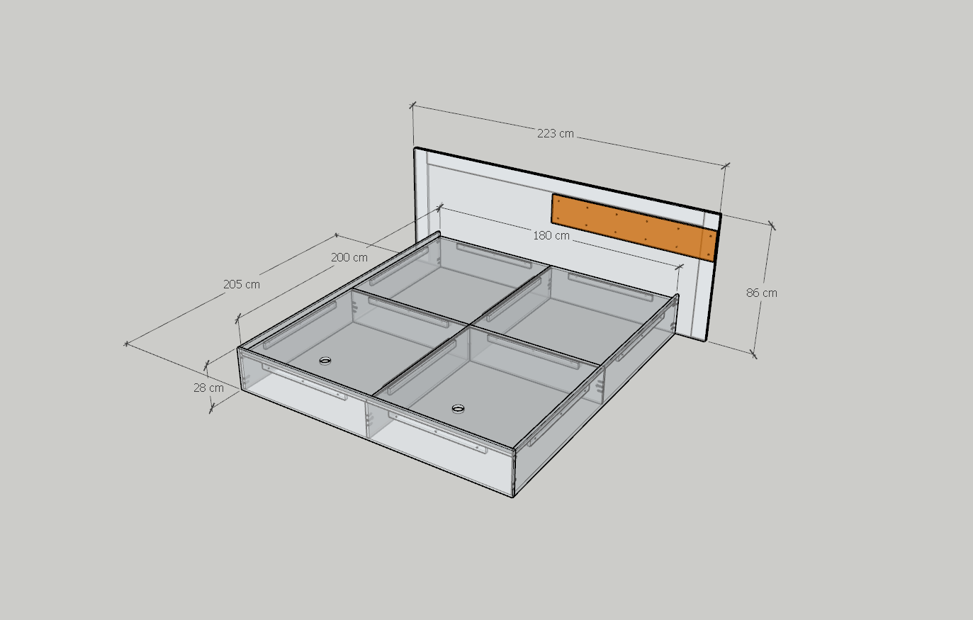 HAPPY FURNITURE , Giườngngủ - SPACE , GNG_242 GNG_243 GNG_244 GNG_245 , 205cm x 28cm DxC