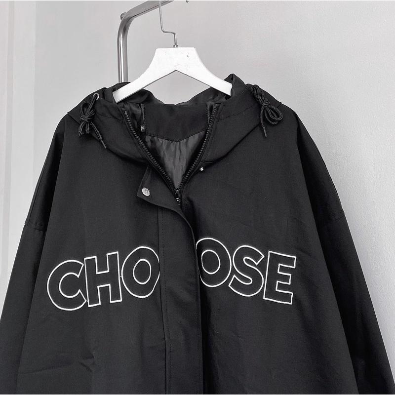 Áo khoác kaki lót dù CHOOSE màu đen ảnh thật unisex SSSTore ( nam nữ mặc đều được)