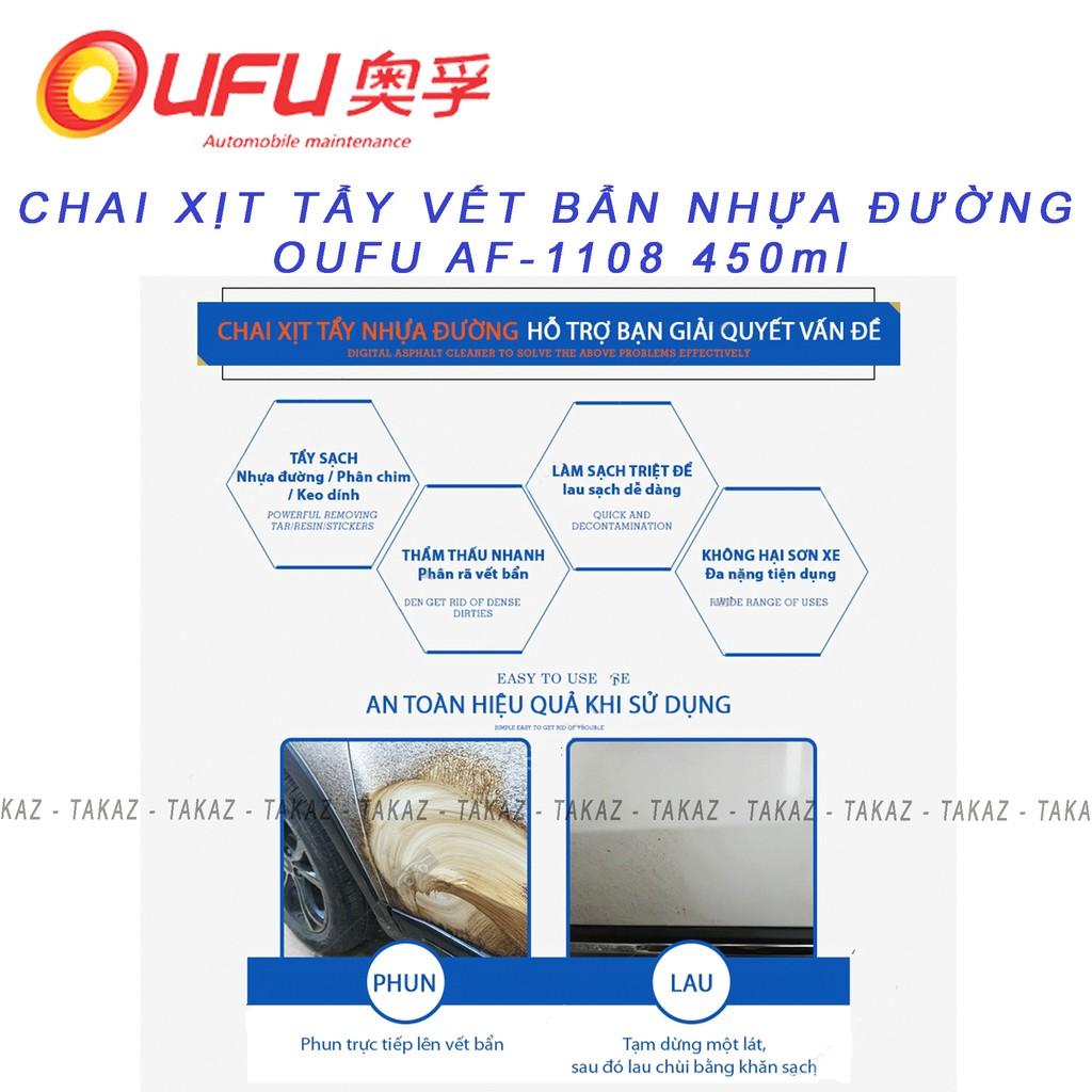 Chai Xịt Tẩy Vết Bẩn Nhựa Đường Bảo Vệ Lớp Sơn Xe Máy và Ôtô OUFU AF-1108 450ml