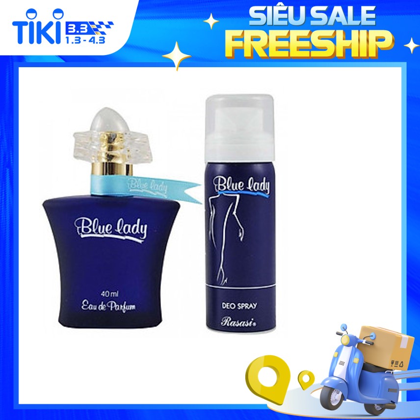 Bộ tinh dầu nước hoa Dubai Rasasi Blue Lady Perfume EDP 40ML With Free Deo Spray