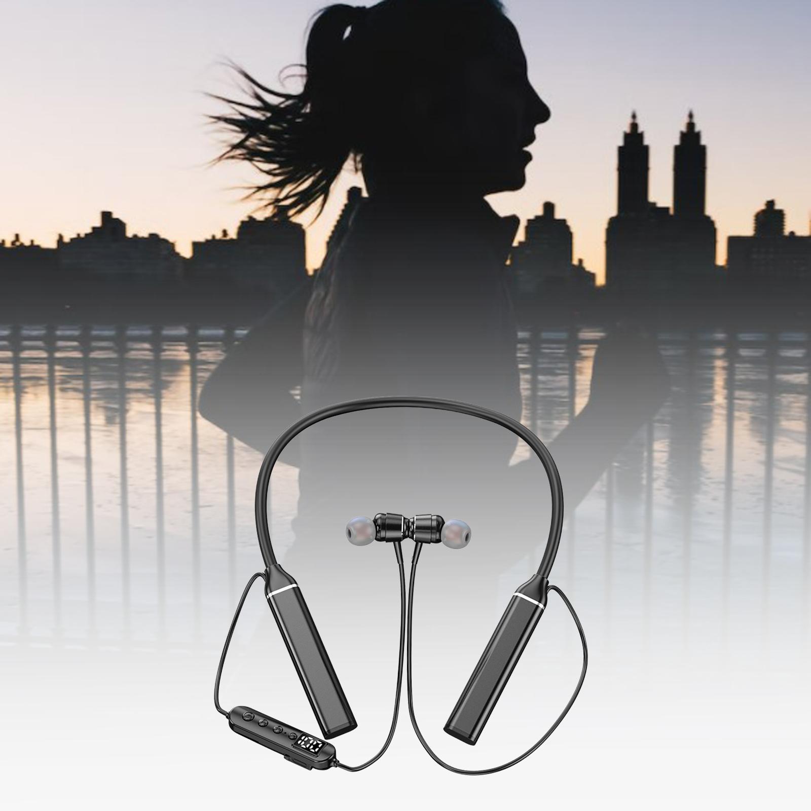 Neckband Headphones V5.3 Stereo Earpieces for Gym Running Working Laptop