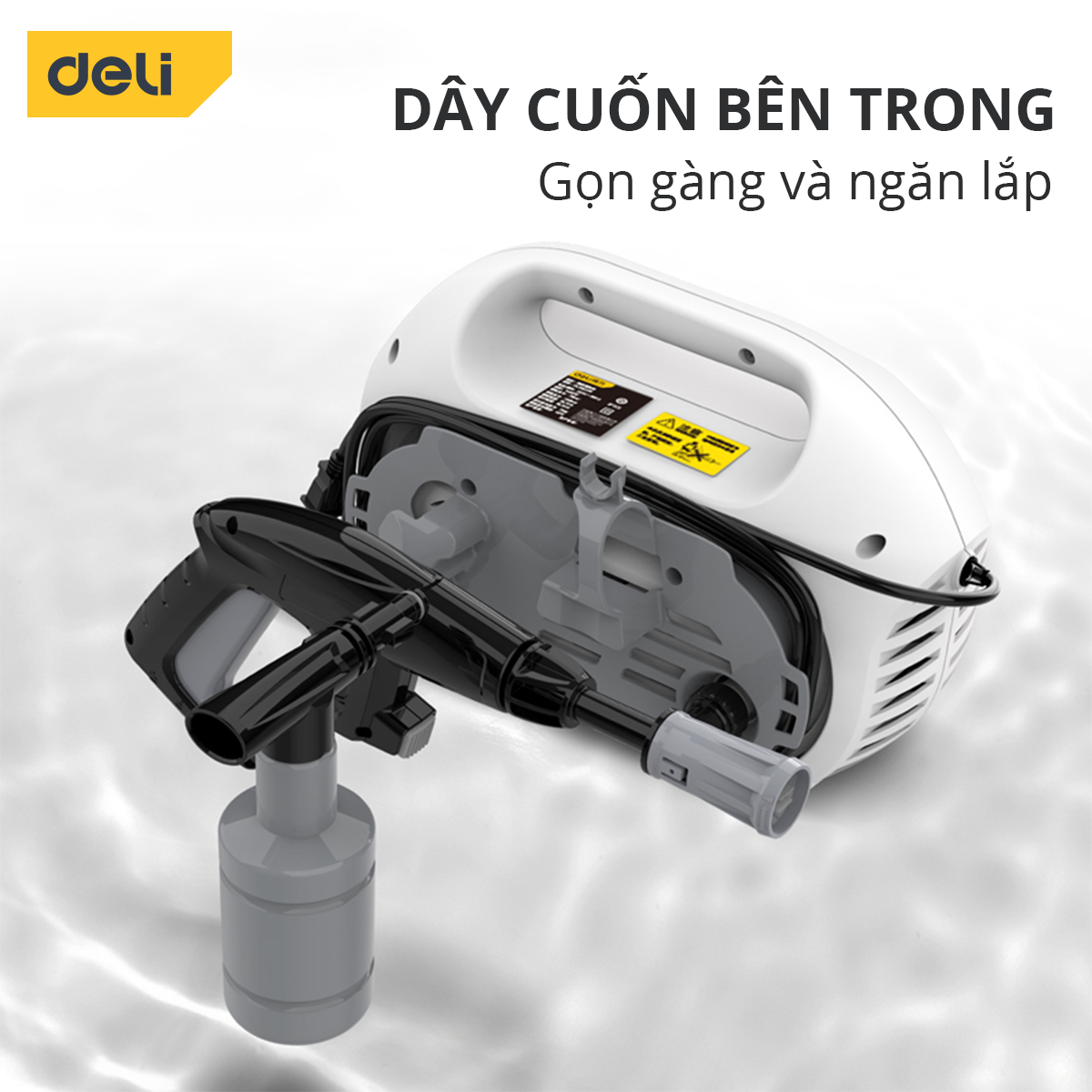 Máy Rửa Xe Mini Deli Công Suất Lớn - Tiết Kiệm Điện Năng, Phun Rửa Đa Năng - DL882201