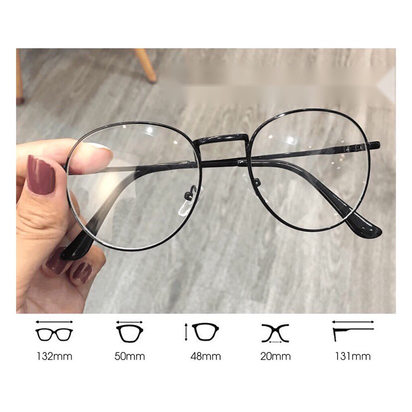 Gọng kính cận, Kính giả cận vintage Kim loại cho Nam và Nữ + Tặng Tuavit Kính Xinh Mini đa năng