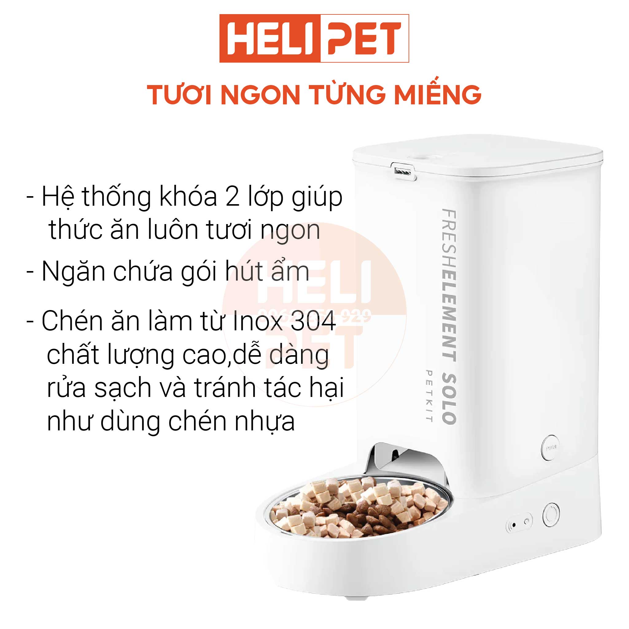 Máy Cho Ăn Tự Động Petkit Máy Cho Chó Mèo Ăn Fresh Element Solo- HeLiPet