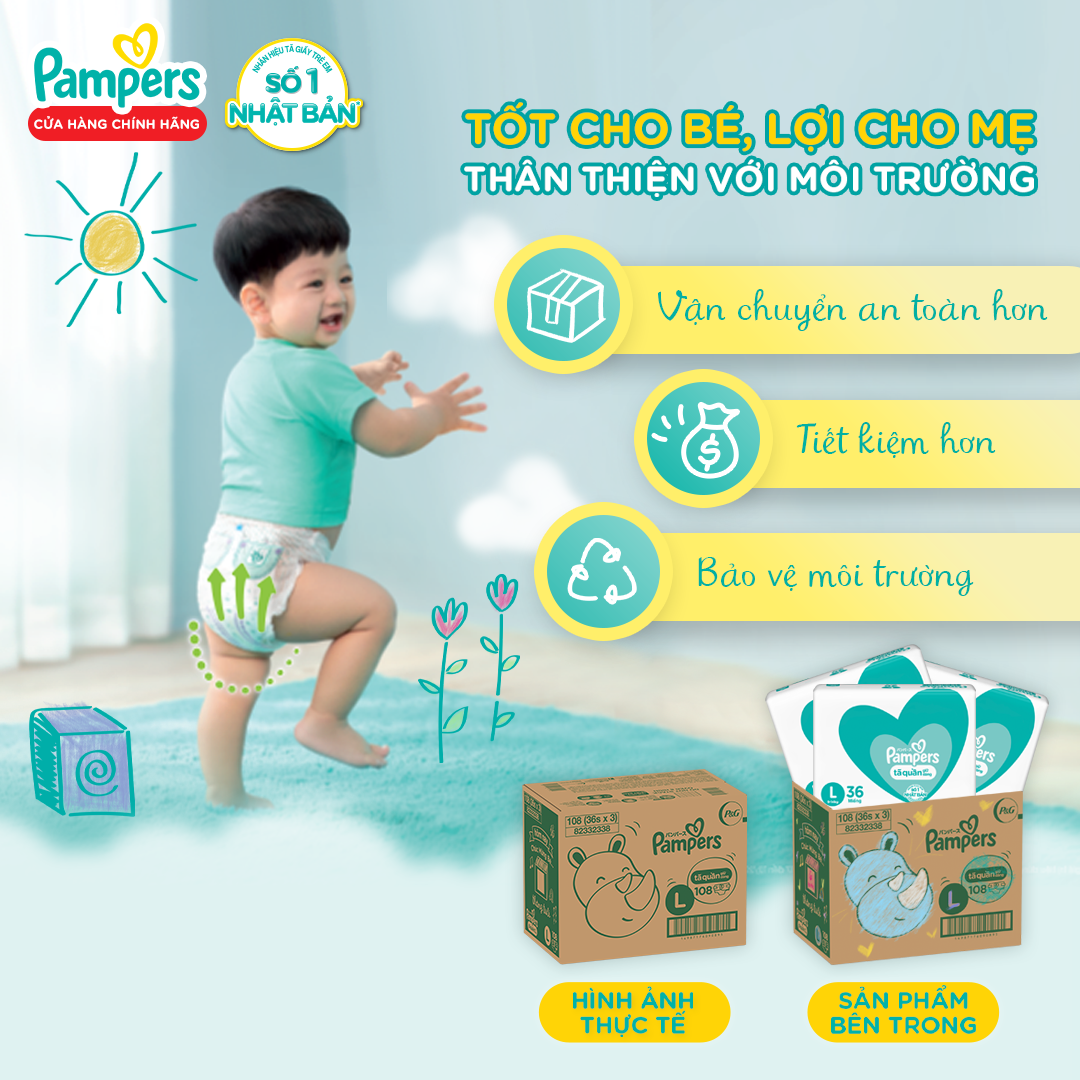 Combo 2 Thùng Ultra Box 3 Gói Tã Quần PAMPERS Giữ Dáng L108/XL96/XXL84