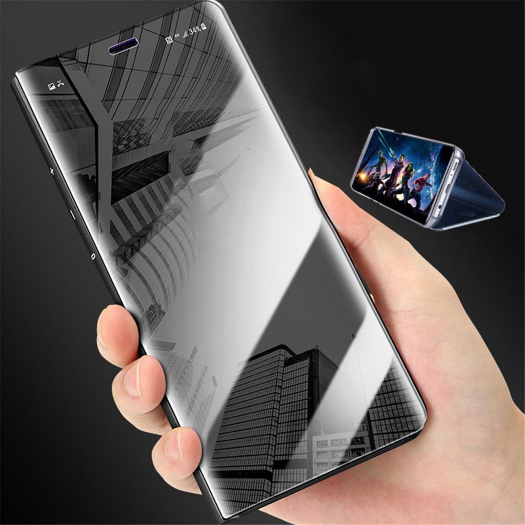 Smart Phone Slim Clear Mirror Plating Flip Case Protection with Stand, Compatible for Apple iPhone X