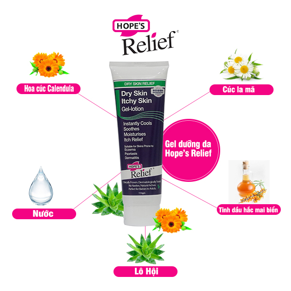 Gel dưỡng da Hope’s Relief cho da eczema, viêm da, vẩy nến (110g) - Nhập khẩu Australia