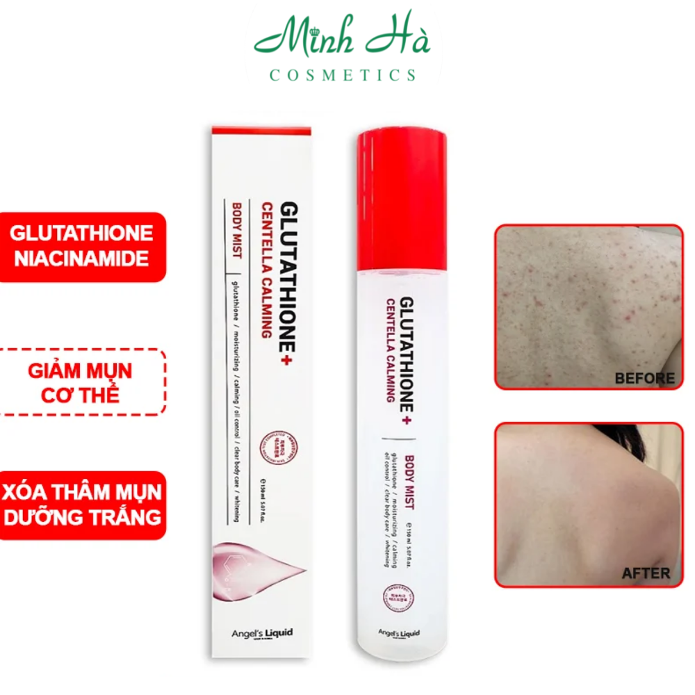 Xịt mụn lưng và xoá thâm body Angel's Liquid Glutathione Centella Calming 150ml