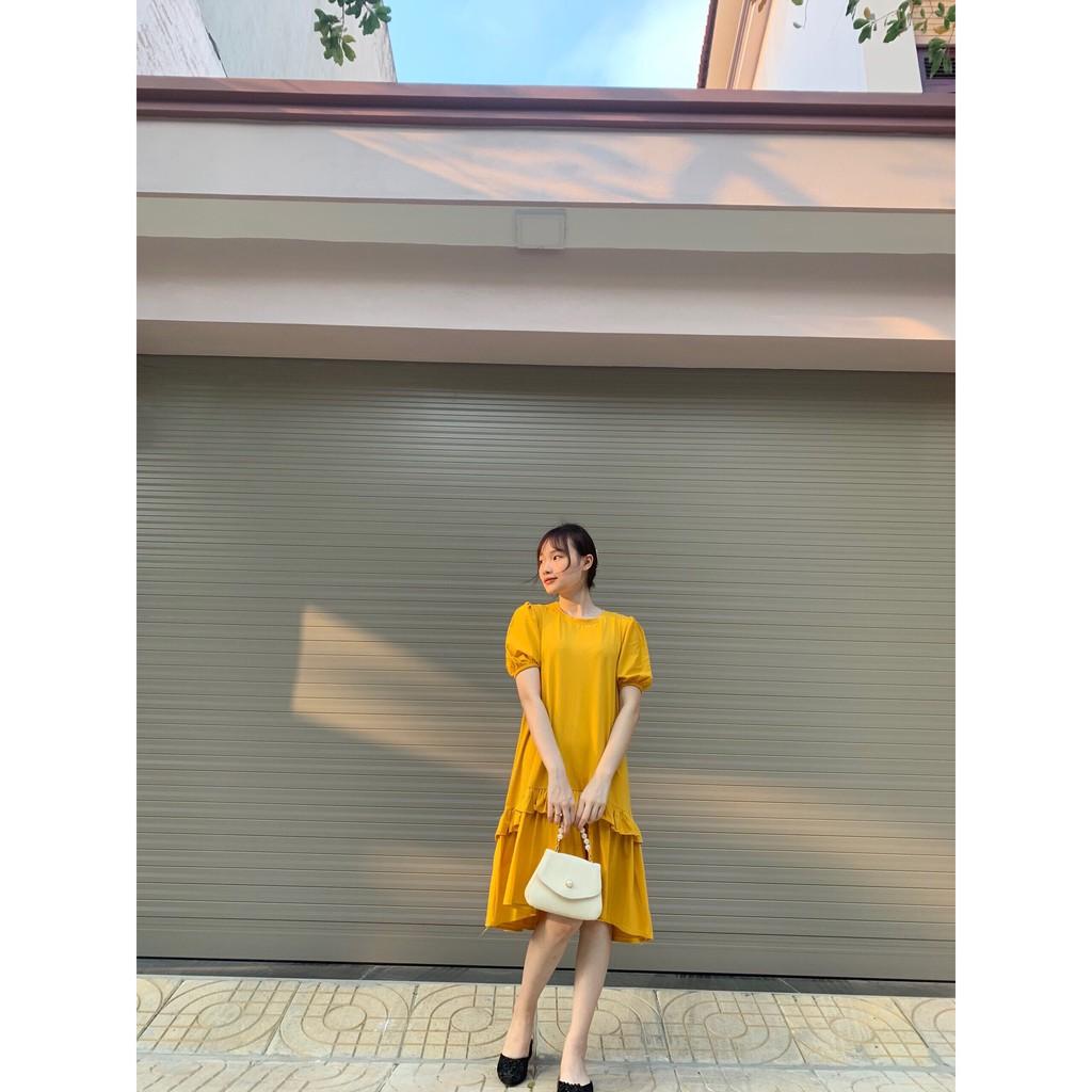 Đầm xinh bầu dáng suông đuôi cá chất cotton mát cộc tay mùa hè 2021 maternity dress
