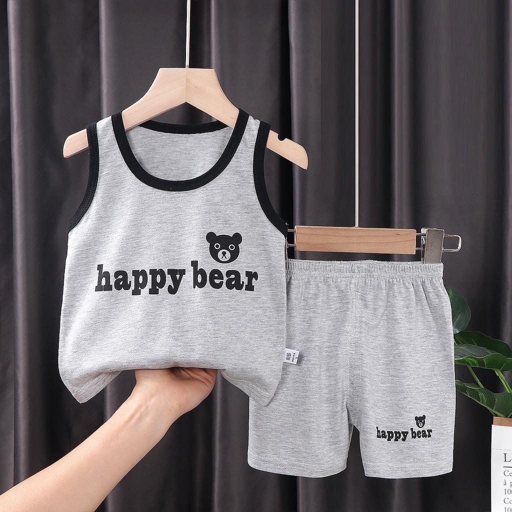 Bộ quần áo trẻ em (9 - 36 tháng) chất cotton mùa hè bé trai bé gái phiên bản Hàn Quốc không tay nhiều hình lựa chọn