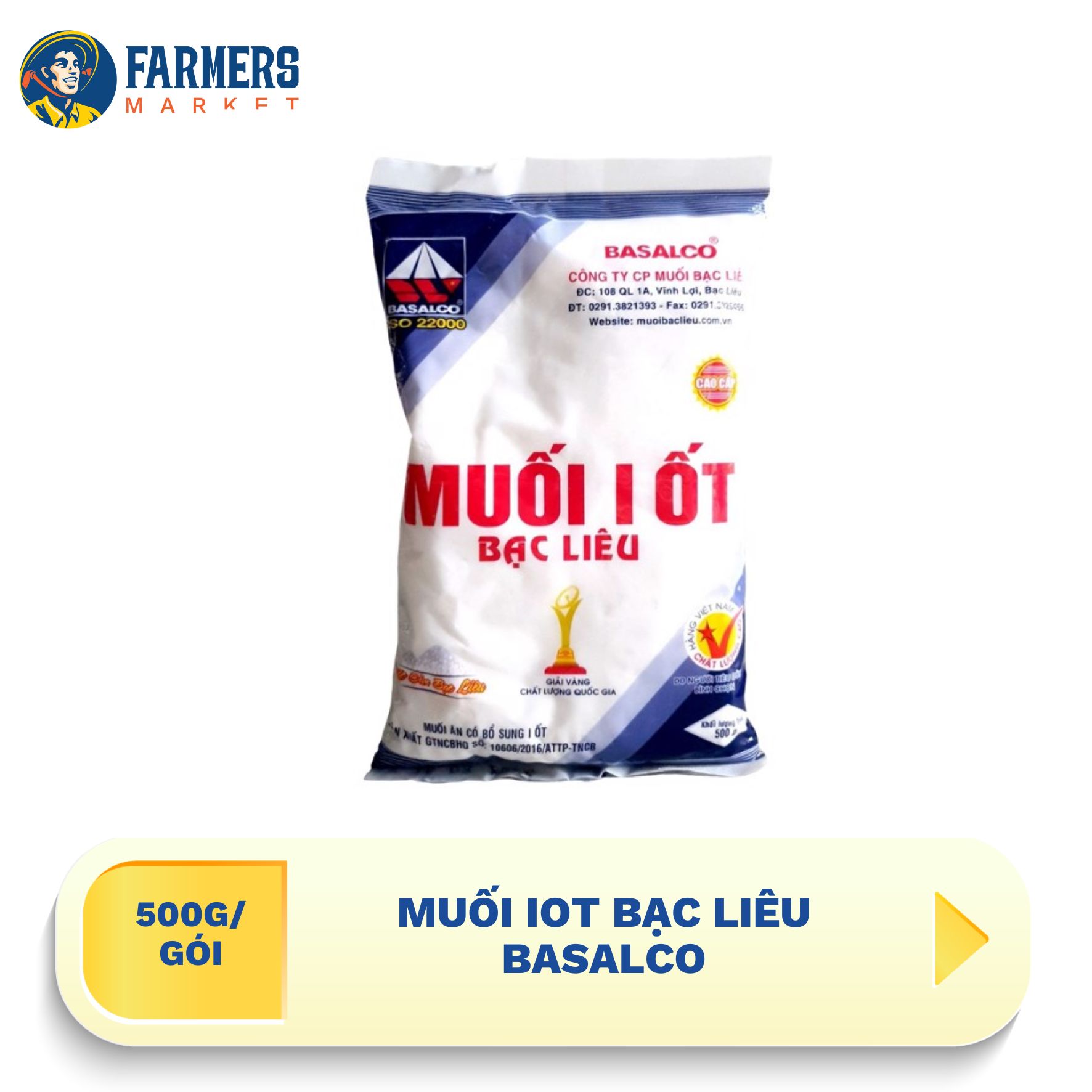 [Giao hàng toàn quốc] Muối iot Bạc Liêu Basalco (500g/Gói)