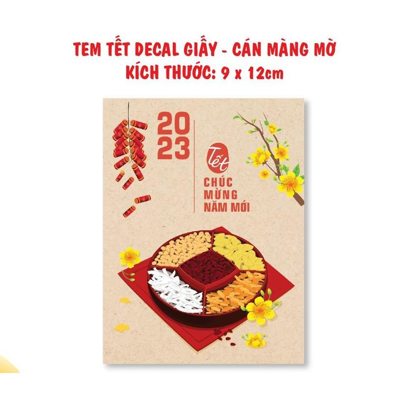 20 TEM DÁN 9*12CM - Mẫu mới Tết 2023 Bánh Chưng, Thịt kho