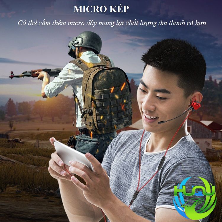 Tai Nghe Gaming Có Dây, Micro Kép Huqu GM - Hàng Chính Hãng