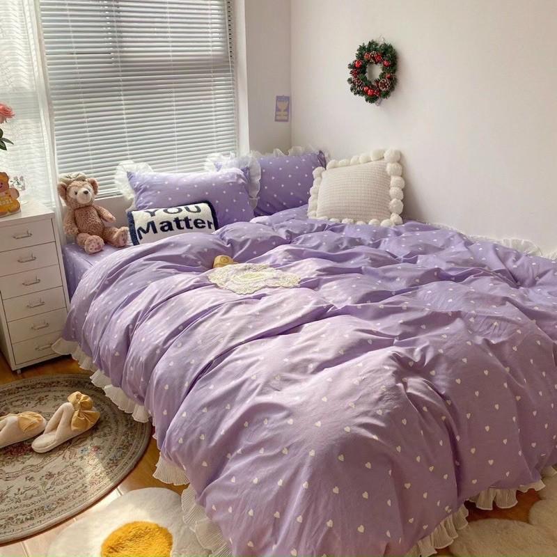 Set Cotton bèo 100%cotton Hàng Nhập Khẩu Cao Cấp 4 Món Tim Vàng Có Thể Sử Dụng Cả 2 Mặt Để Đổi Mới Không Gian Phòng
