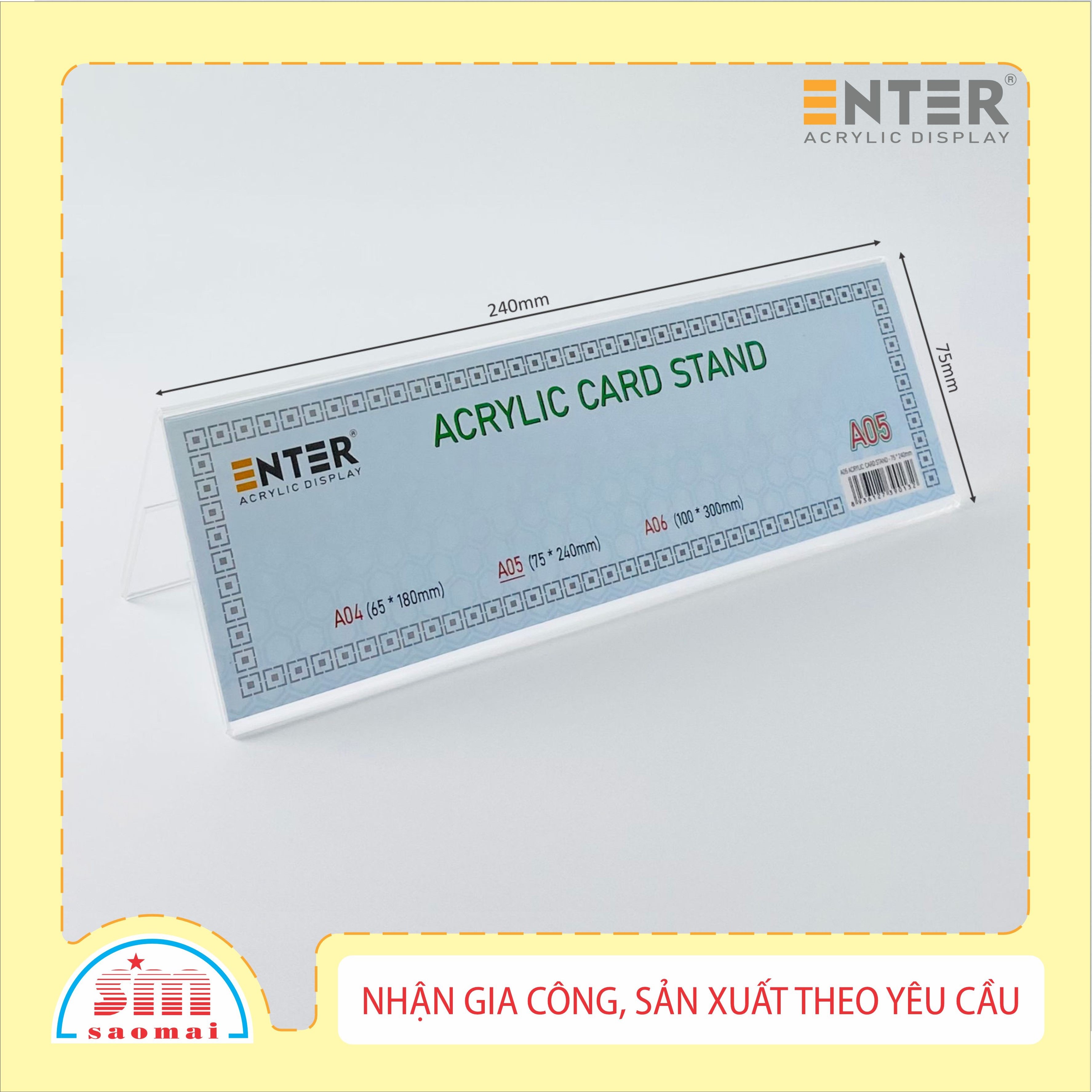 Kệ mica chức vụ 2 mặt Enter A05 240x75mm trung