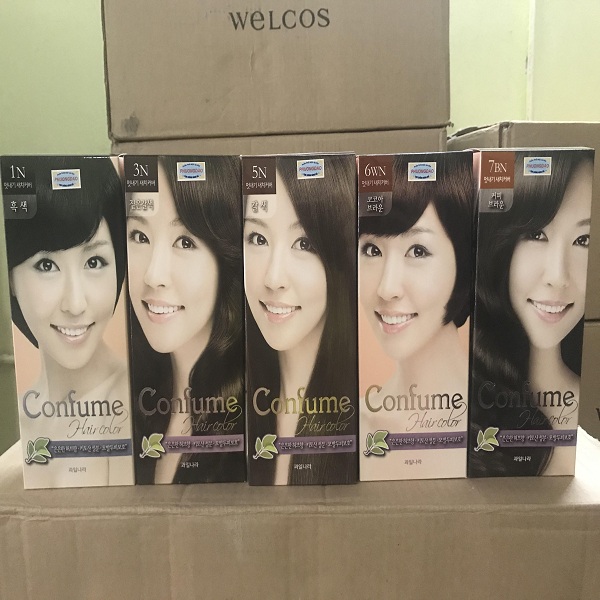 Nhuộm tóc phủ bạc thời trang (Hàn Quốc) Nhuộm tóc Welcos confume hair color 7BN  2 x 60g
