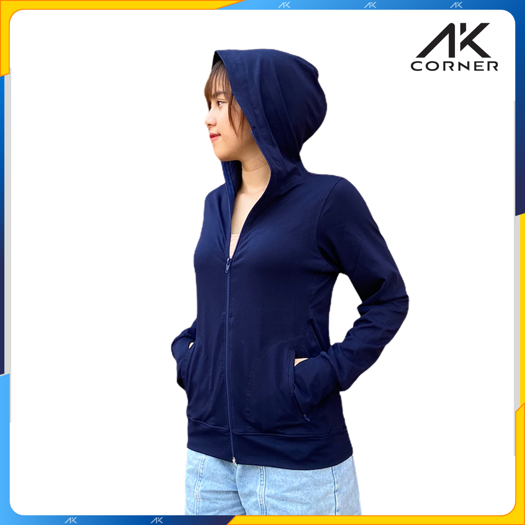 Áo khoác chống nắng nữ AK Corner chất vải cotton thun lạnh 4 chiều siêu thoáng mát, ngăn chặn tia uv bảo vệ cơ thể – Xanh đen – M