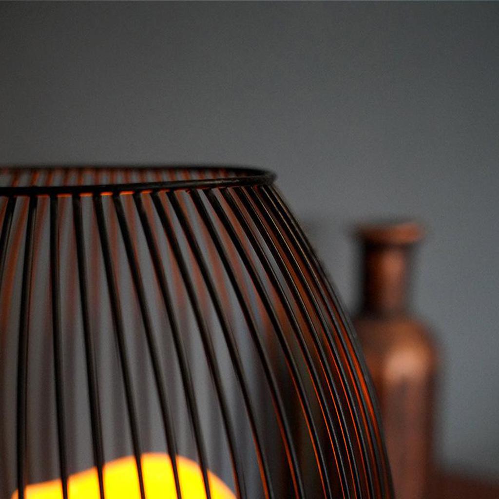 Vintage Style Iron Wire Candle Holder with LED Candle for Home Wedding Decor