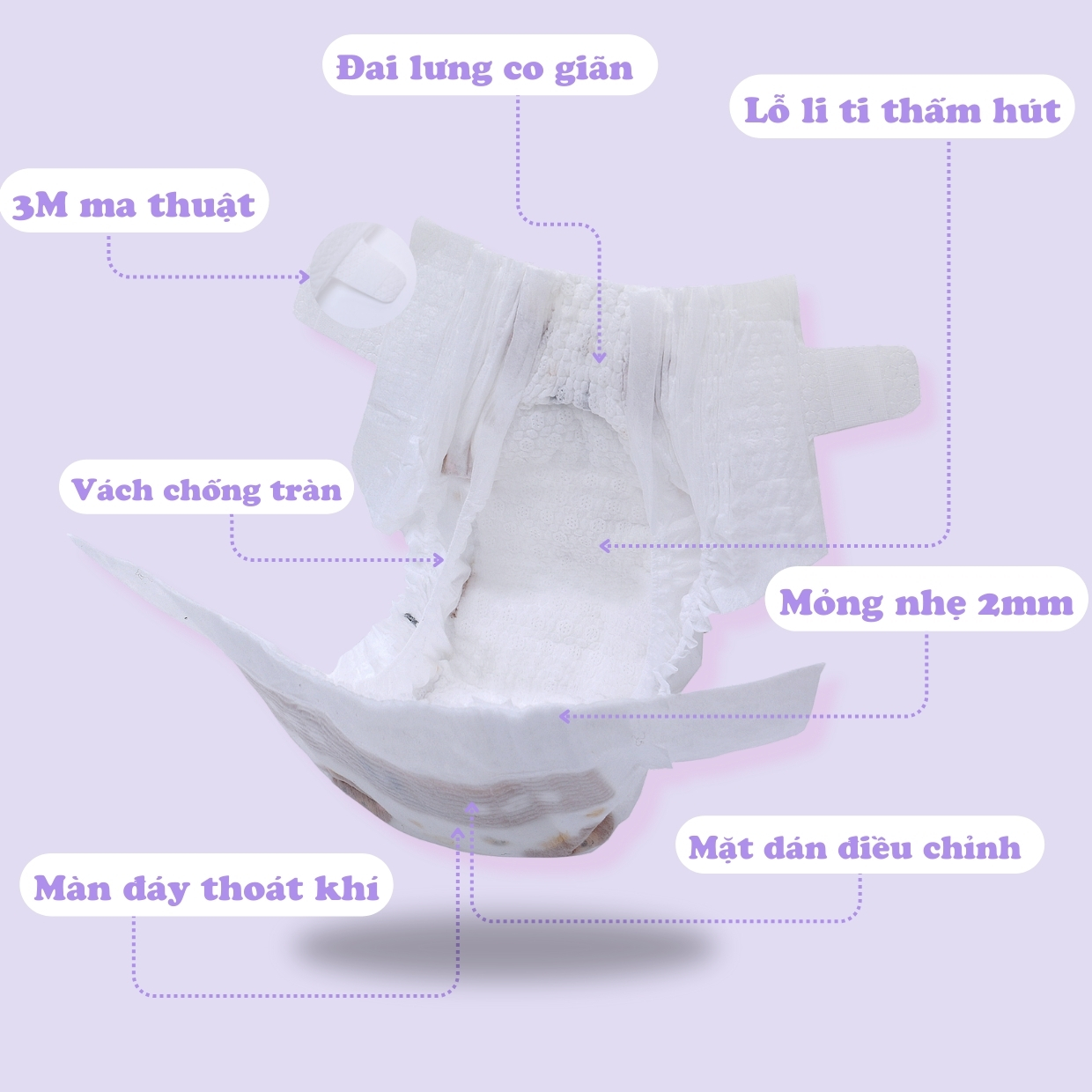 [ COMBO 2 ] Tã dán / Bỉm dán cho bé sơ sinh thương hiệu Miracle Baby , chất liệu tơ tầm mềm mại thông thoáng làn da của bé yêu có 5 kích thước S/M/L/XL/XXL