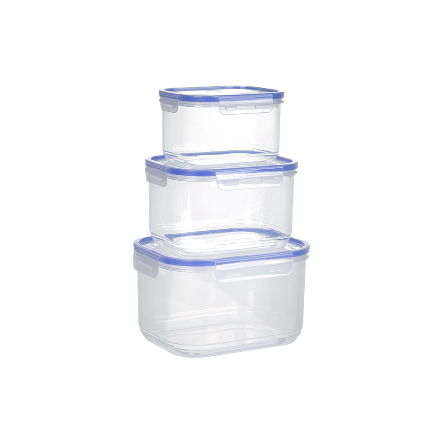 Bộ 3 hộp đựng bảo quản thực phẩm để tủ lạnh có nắp khóa gioong silicon kín chắc chắn cao cấp MHVN 6532