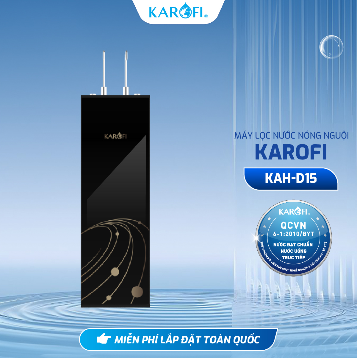 Máy lọc nước Nóng Nguội KAROFI KAH-D15 - 11 lõi, +1 lõi Mineral, RO Mỹ Miễn phí lắp đặt - Hàng Chính Hãng