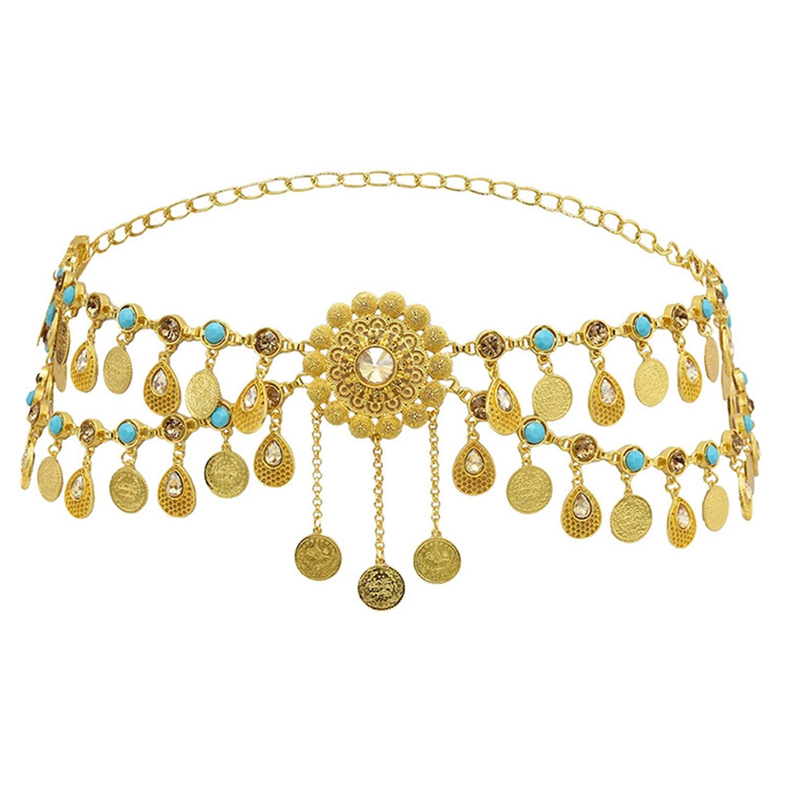 Women Bohemian Belly Dance Chain Indian Dancing Costume Waist Belt