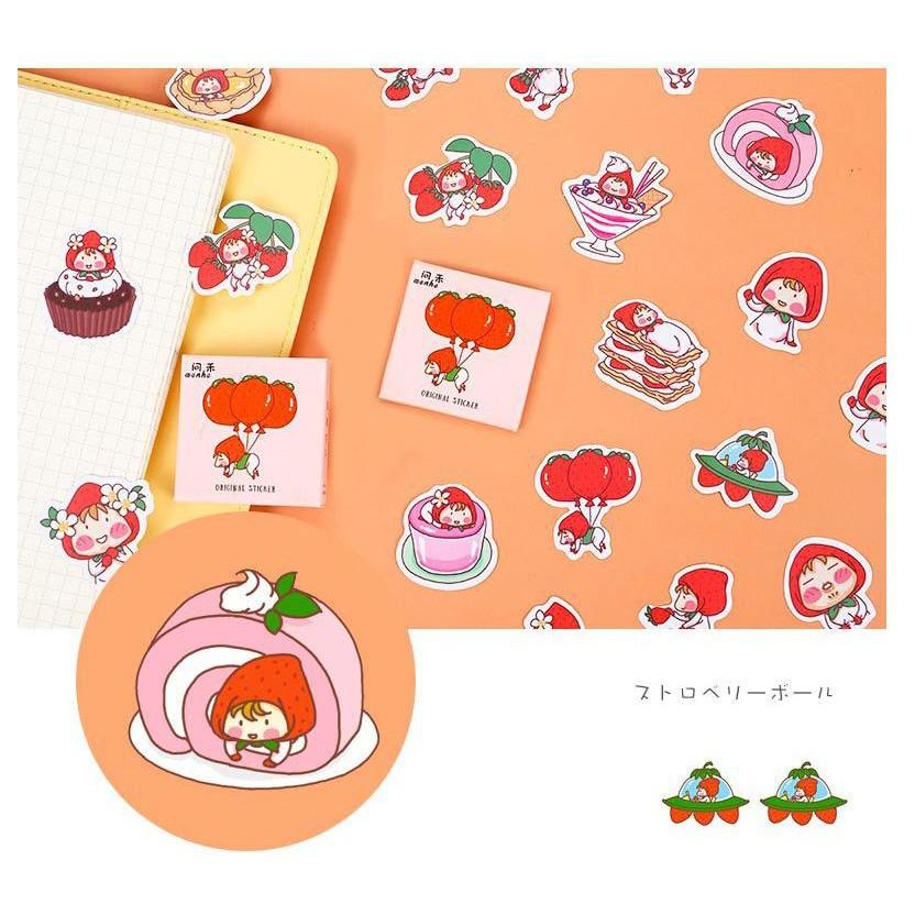 Bộ 45 Sticker Bé Dâu Tây Đáng Yêu E109