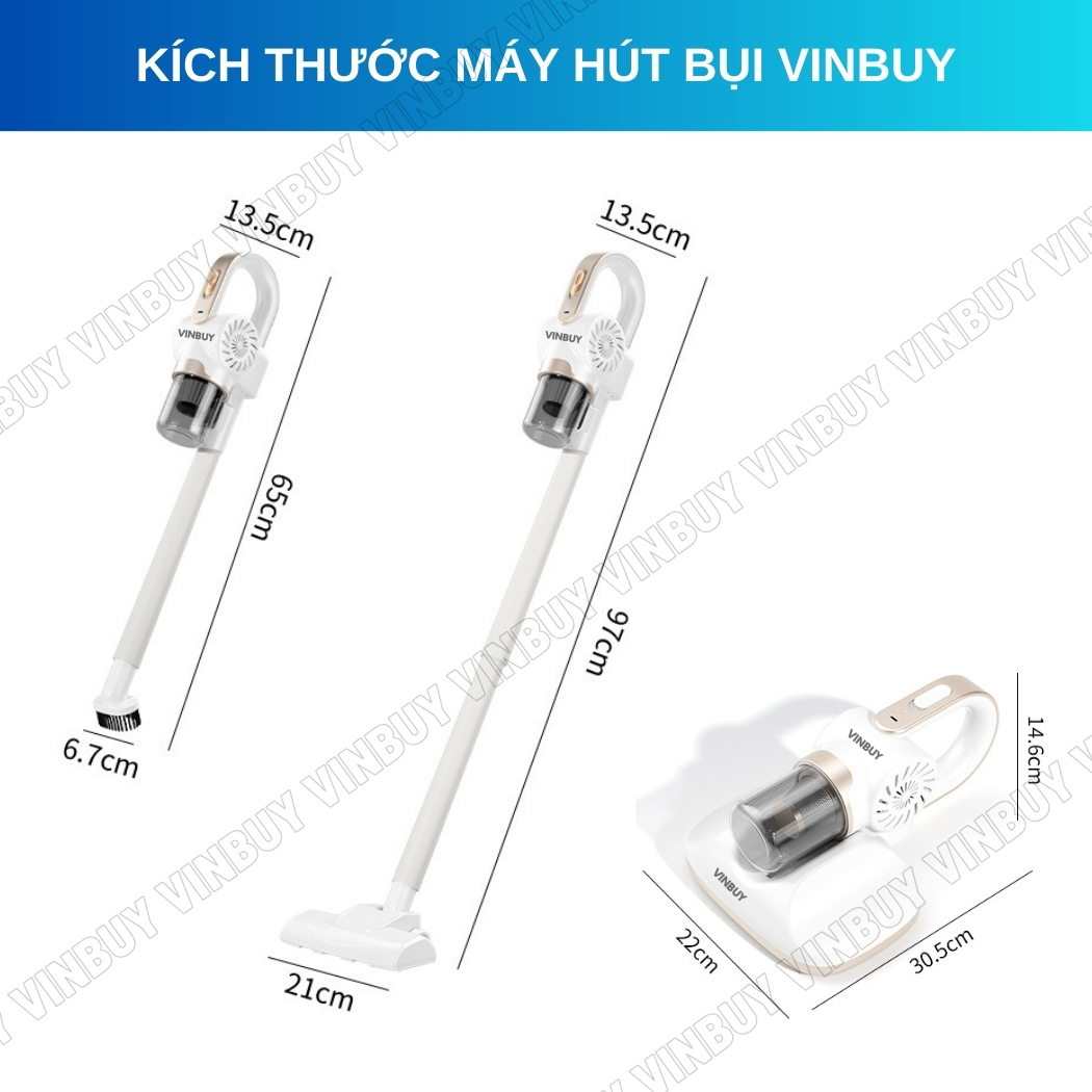 Máy hút bụi cầm tay không dây giường nệm lau nhà 5 trong 1, vacuum cleaner đa năng công suất mạnh 22000PA, hút bụi khô và ướt - Hàng chính hãng VINBUY